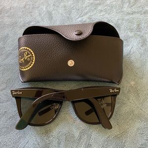 Black RayBan Wayfarer sunglasses.